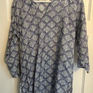 Roller Rabbit Blue and White Patterned Blouse